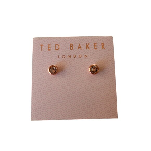 Ted Baker Sinaa Crystal Stud Earrings Rose Gold & Pink With Gift Packaging - Picture 1 of 6